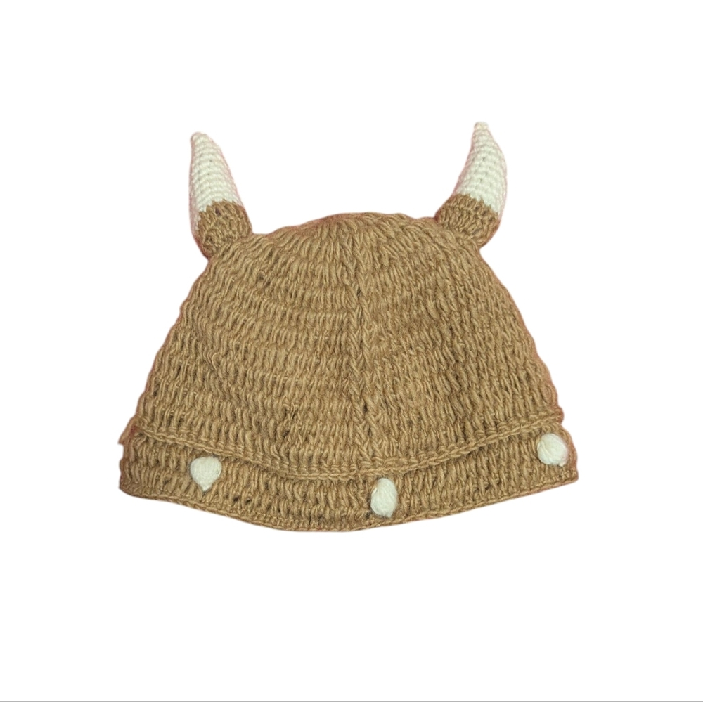 Scandi Girl Wool Viking Hat Fleece Lined Knit Horns Unisex Activewear‎